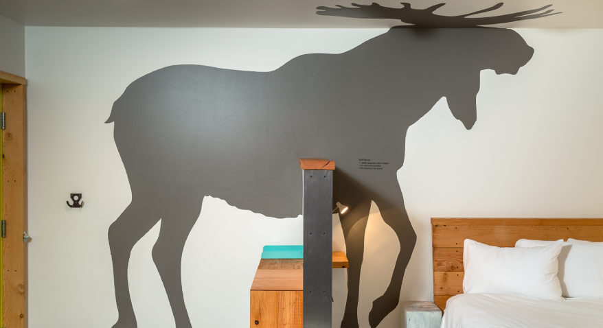 The LARK pet friendly bozeman hotel Moose wall Art