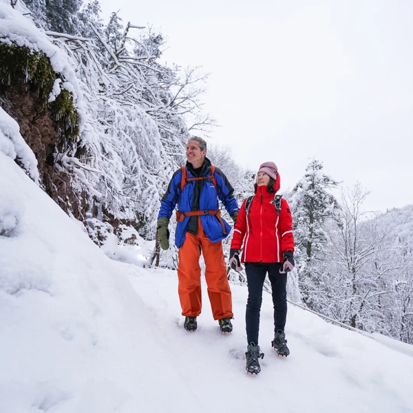 couple winter hiking